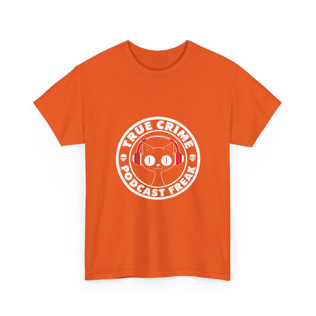 True Crime Podcast Tee — Cat with Headphones Logo