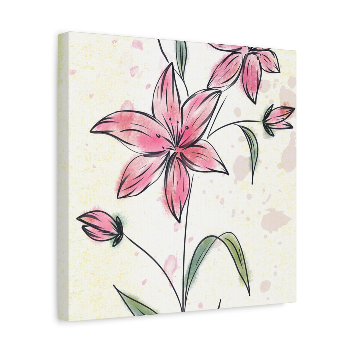 Matte Canvas, Stretched, 1.25" Tulips Pink Flowers