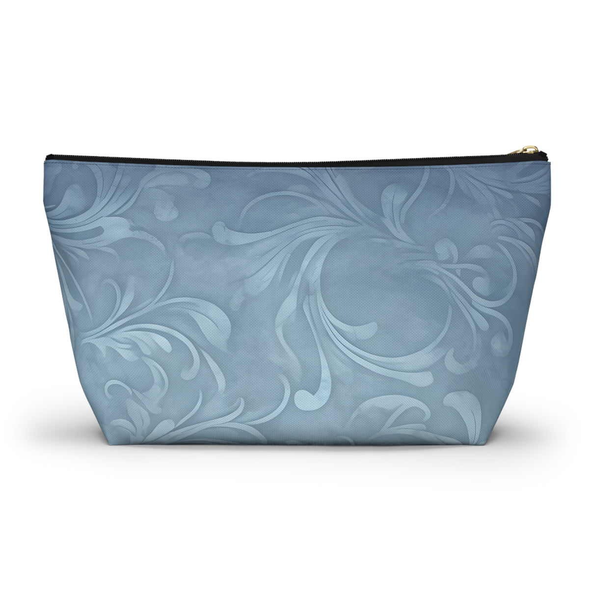 Blue Floral Swirl Accessory Pouch — T-Bottom Makeup & Travel Zip Bag