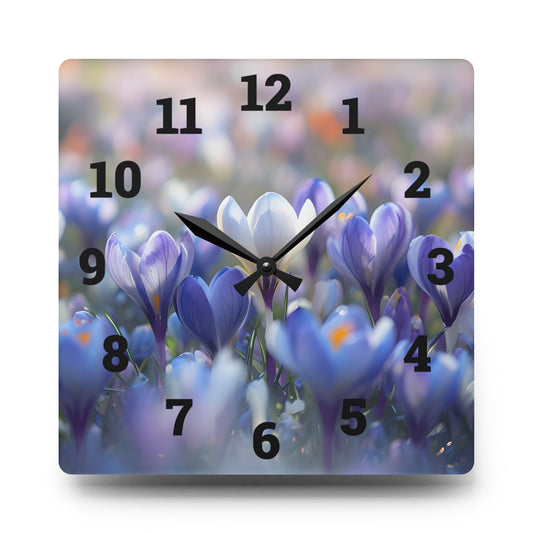Elegant Floral Acrylic Wall Clock, Home Decor, Wall Art, Gift for Her