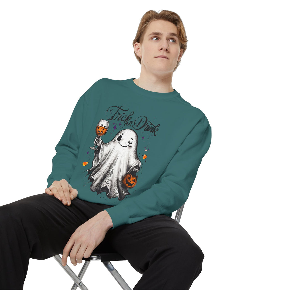 Spooky Ghost Sweatshirt | Trick or Treat Apparel, Halloween Gift, Cozy Unisex Top, Fall Fashion, Casual Wear