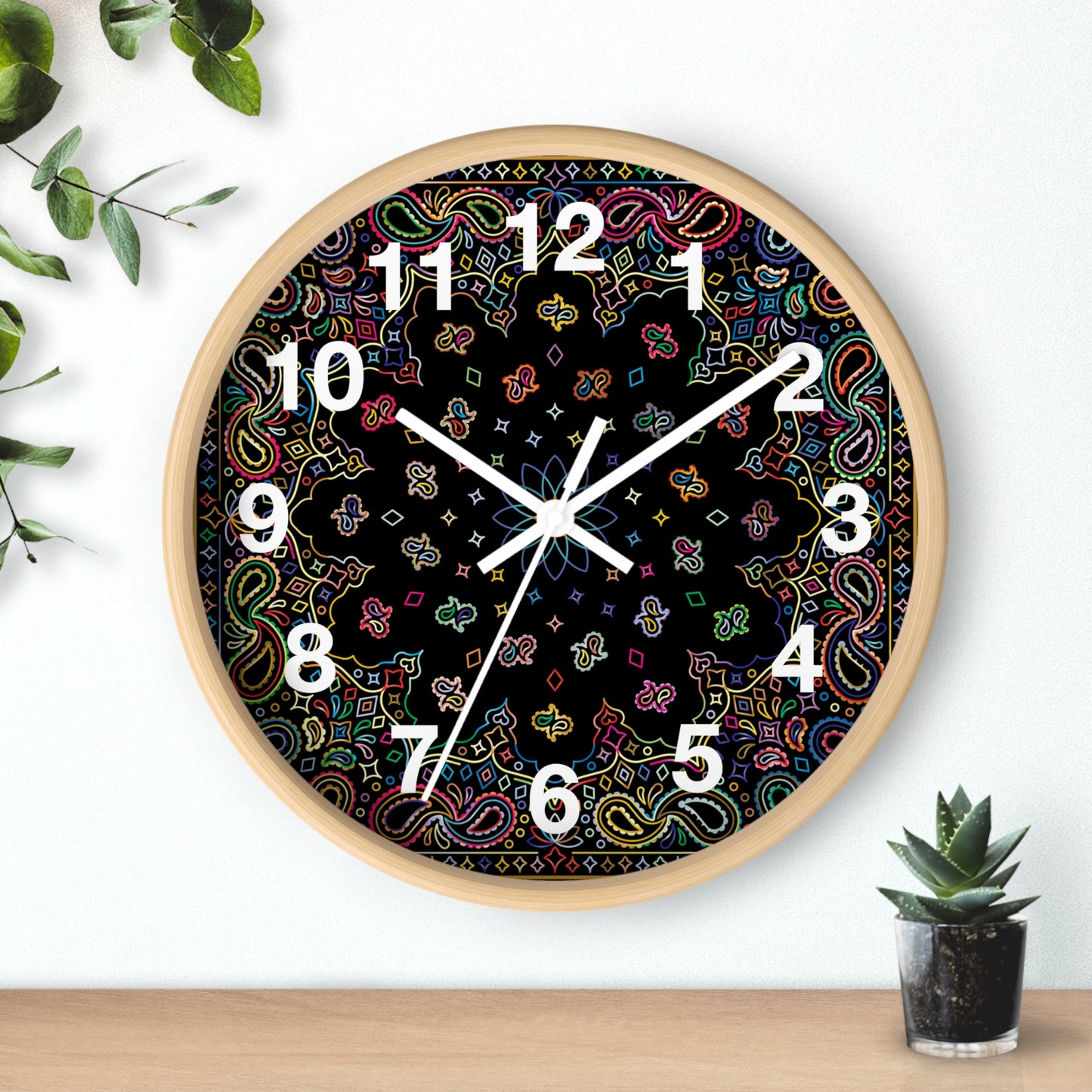 Colorful Mandala Wall Clock Boho Home Decor