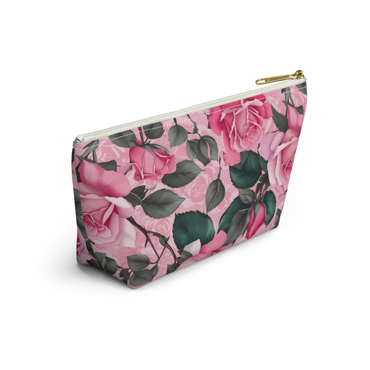Floral Accessory Pouch - Stylish Makeup Bag, Organizer, Travel Toiletry Case, Gift for Her, Rose Flower Design