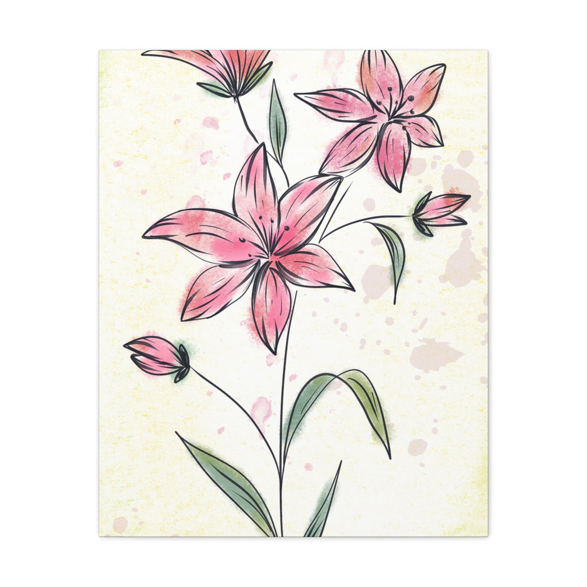 Matte Canvas, Stretched, 1.25" Tulips Pink Flowers