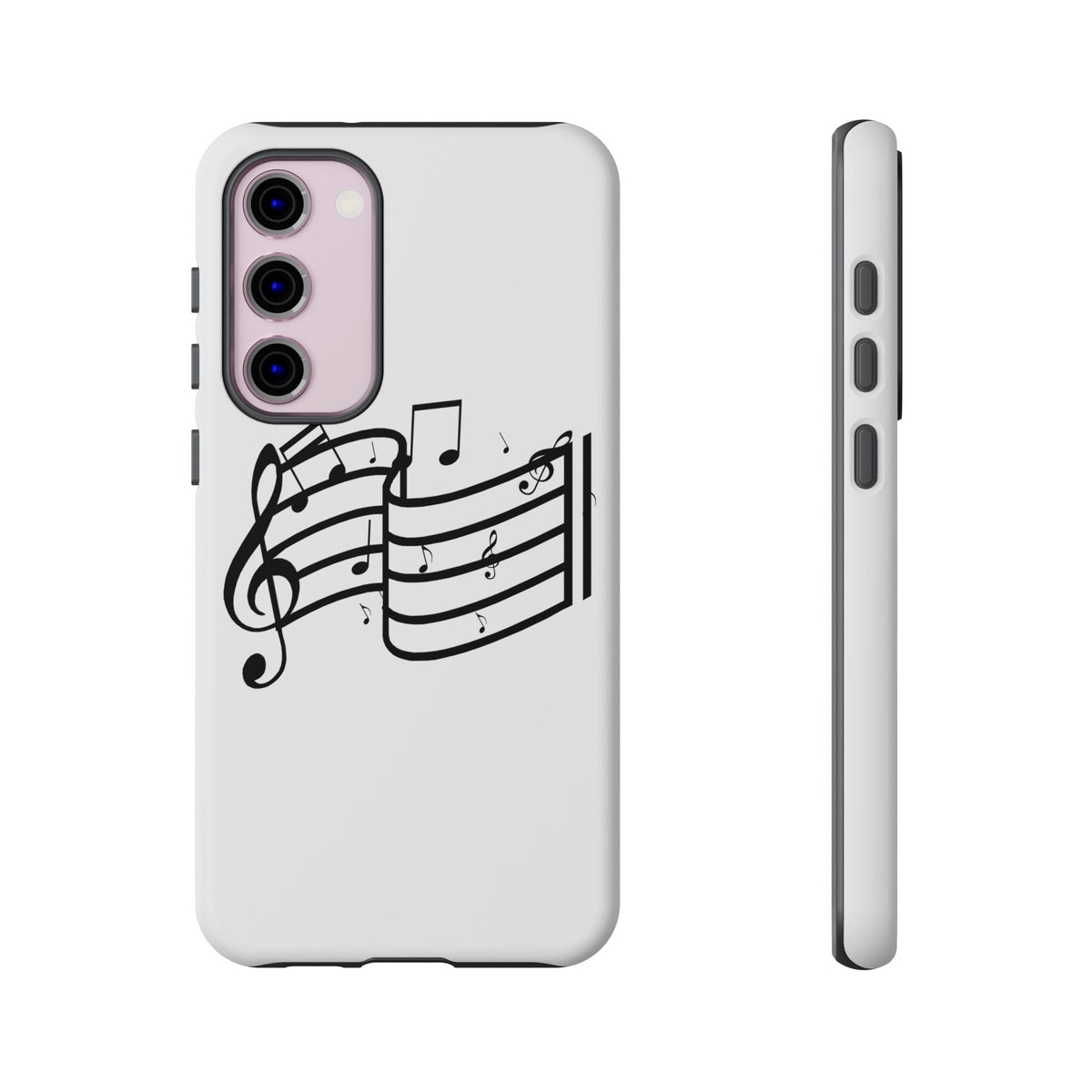 Musical Notes Phone Case — Black Treble Clef Music Staff Tough Case