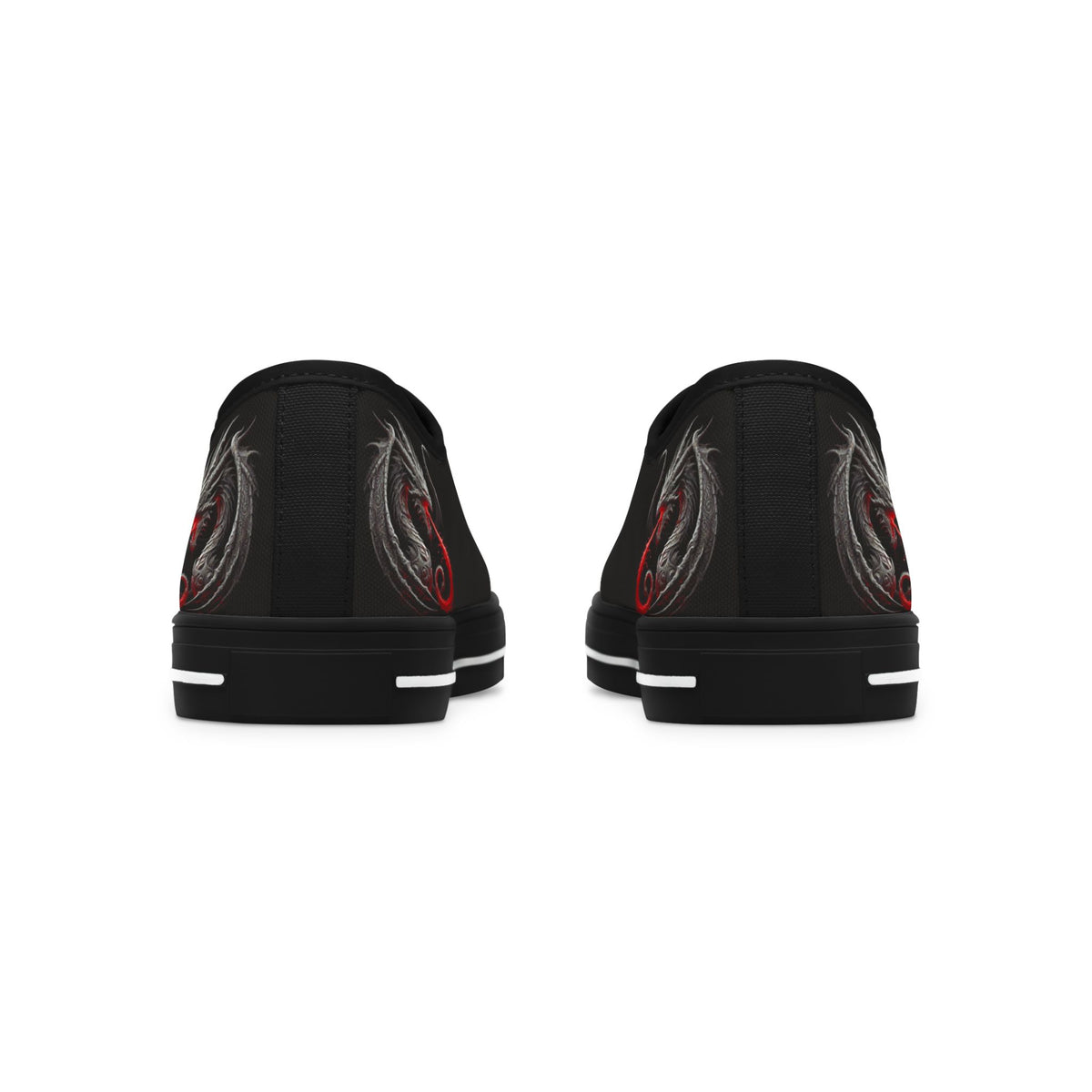 Low Top Sneakers — Black Dragon Wing Accent