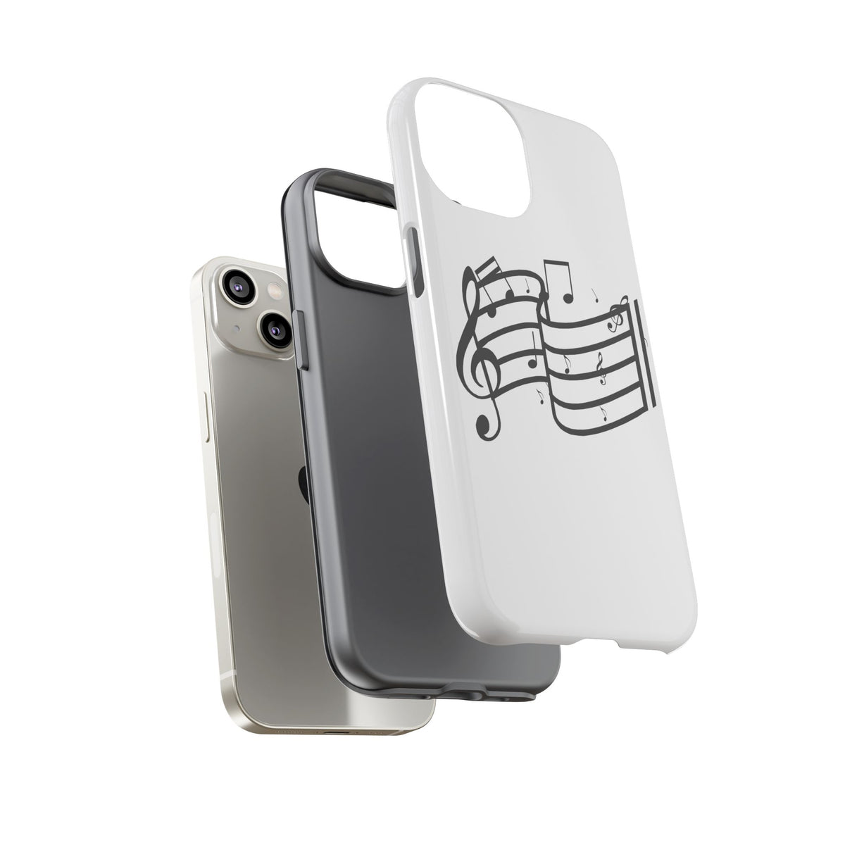 Musical Notes Phone Case — Black Treble Clef Music Staff Tough Case