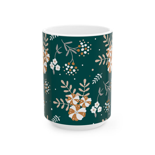 Floral Ceramic Mug | Botanical Tea Cup, Gift for Her, Coffee Lover, Housewarming, Relaxation, Unique Design