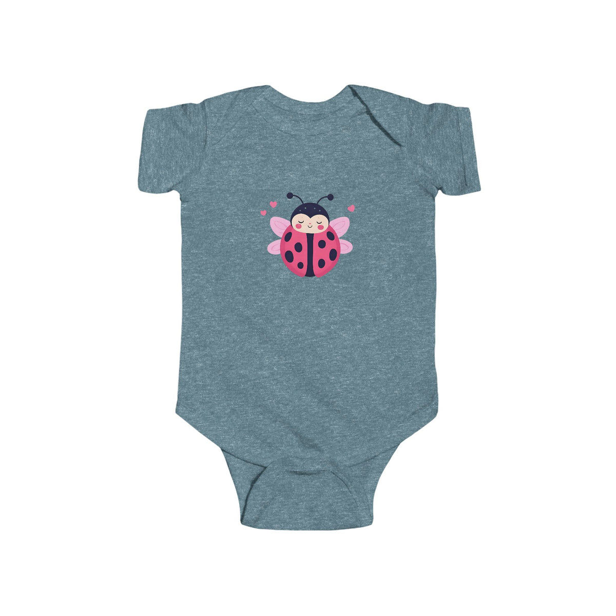 Cute Pink Ladybug Infant Bodysuit – Baby Girl Onesie with Heart Dots