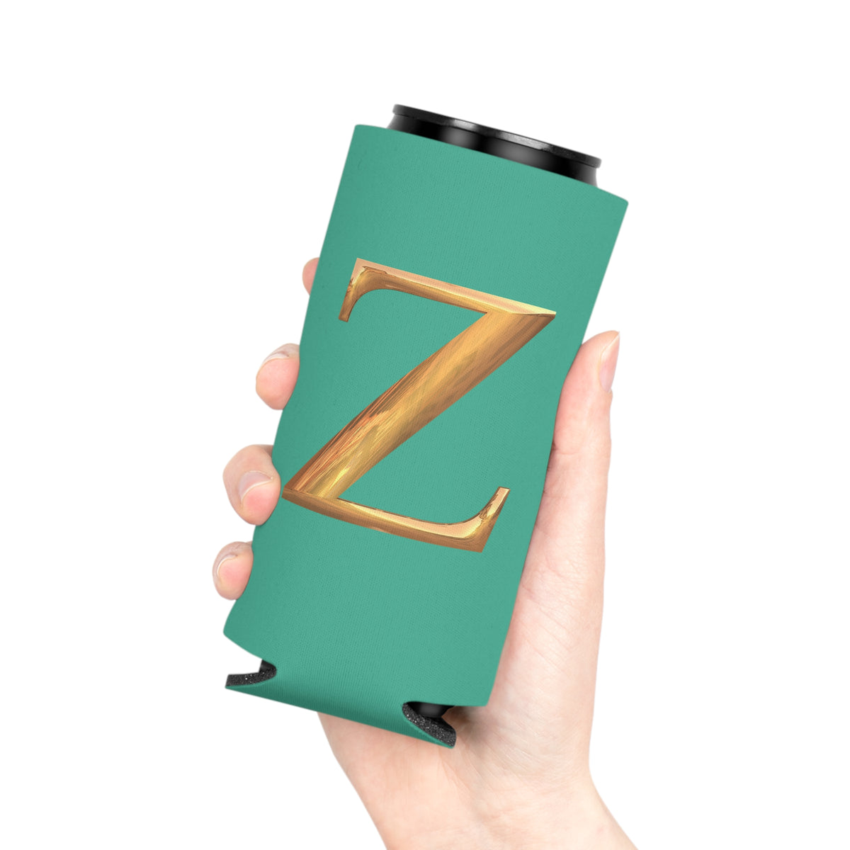Personalized Monogram "Z" Can Cooler - Stylish Drink Holder for Parties, Weddings, Beach Days, Summer Gatherings, Gifts