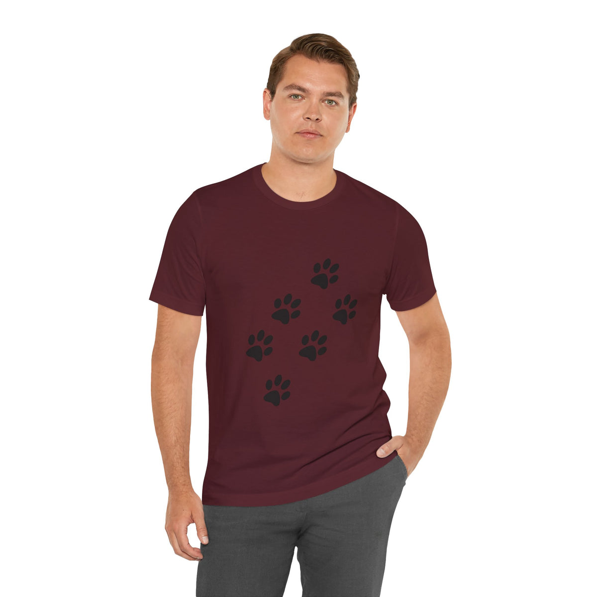 Paw Print Short Sleeve Tee | Unisex Animal Lover Shirt, Pet Owner Gift, Casual Wear, Gifts for Dog Lovers, Comfortable T-Shirt