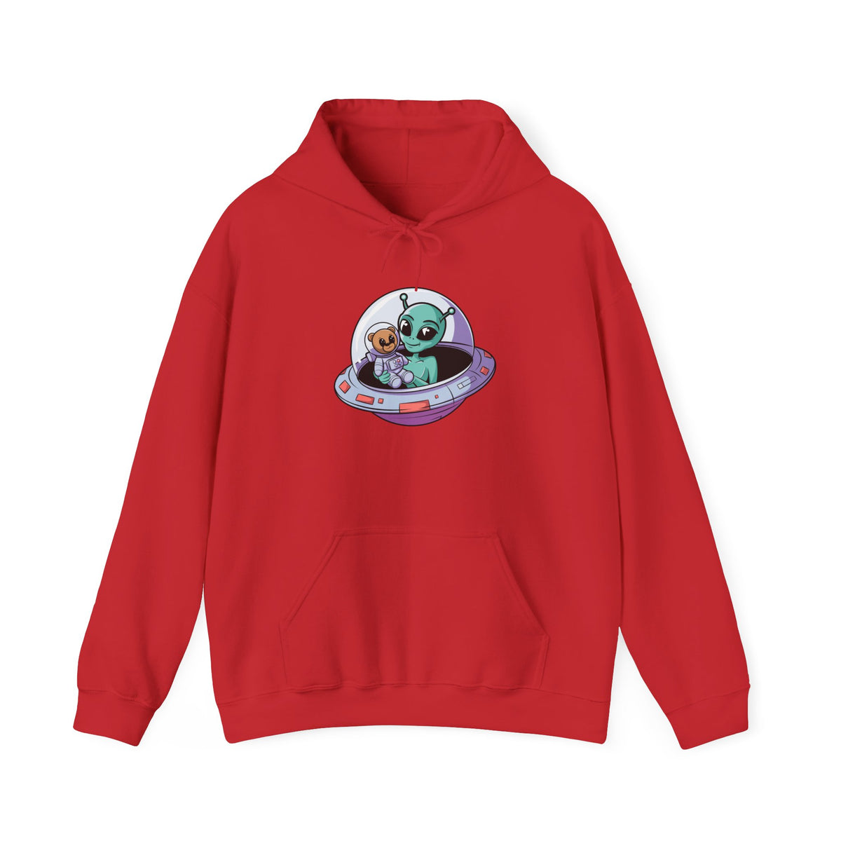 Cute Alien and Kid Hoodie, Unisex Heavy Blend Sweatshirt, UFO Lover Gift, Halloween Costume, Space-Themed Outfit, Birthday Present