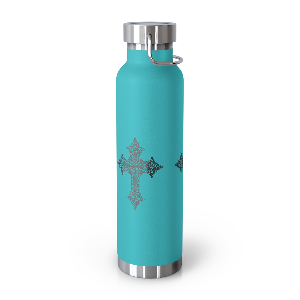 Stylish Copper Insulated Water Bottle - 22oz, Cross Design, Travel Flask, Gift for Him/Her, Unique Outdoor Hydration