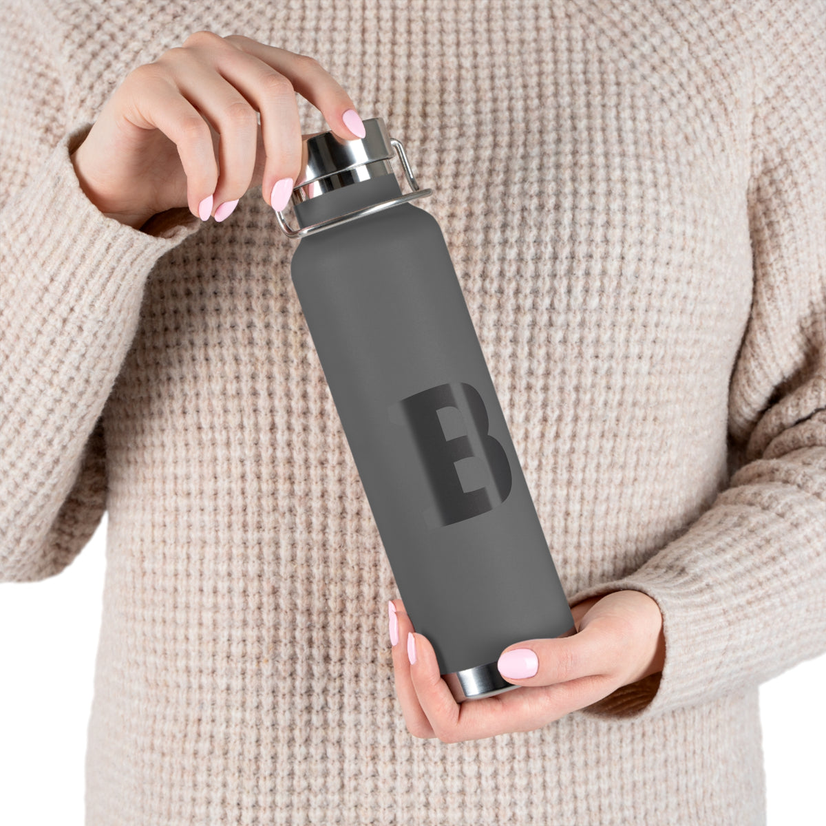 Personalized Copper Insulated Water Bottle, 22oz - "B" Custom Monogram