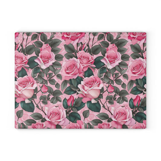 Floral Glass Cutting Board - Elegant Kitchen Decor, Gift for Her, Wedding Gift, Housewarming Present, Kitchen Accessory
