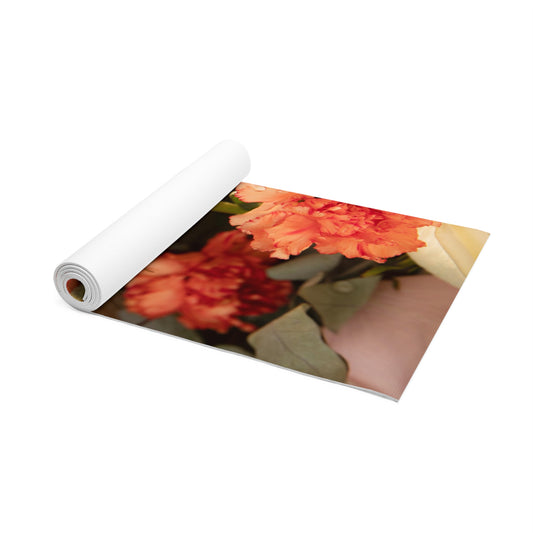 Floral Foam Yoga Mat — Pink Rose & Carnation Print Yoga Mat