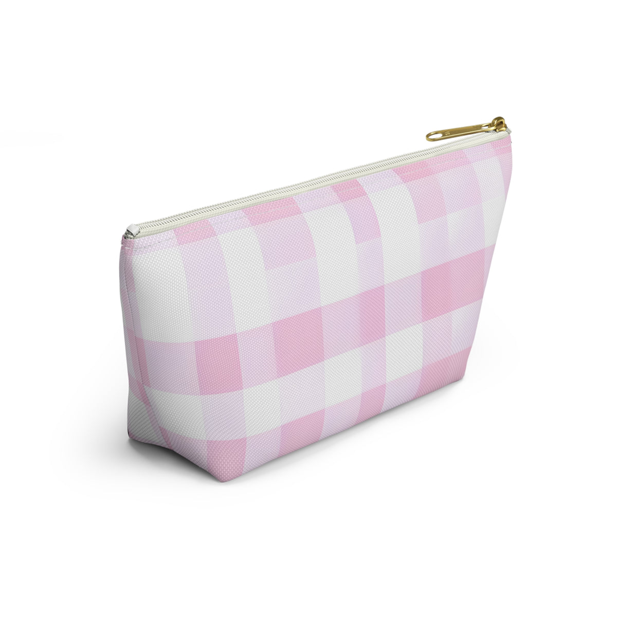Pink Gingham Accessory Pouch — T‑Bottom Makeup & Toiletry Bag