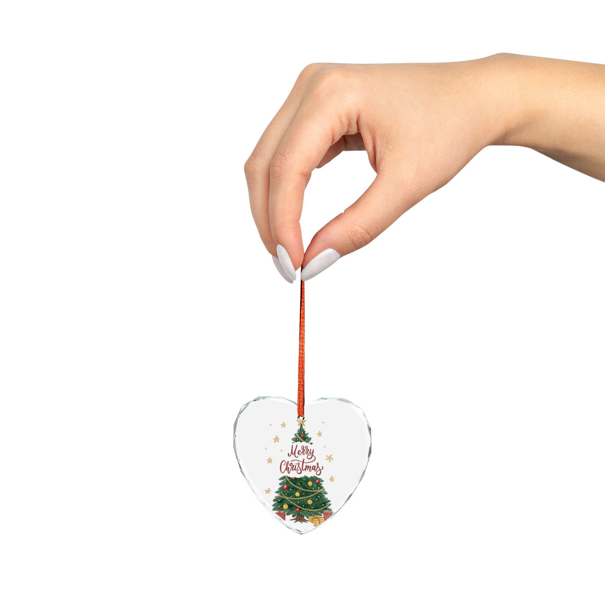 Crystal Heart Ornament — Merry Christmas Tree Glass Holiday Decoration