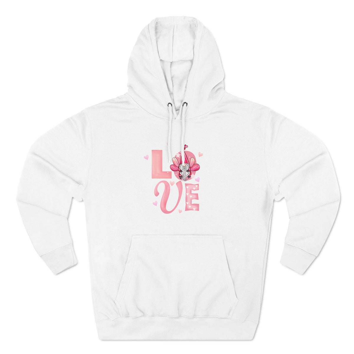 Love Blossom Hoodie — Pink Floral "LOVE" Graphic Fleece Hoodie