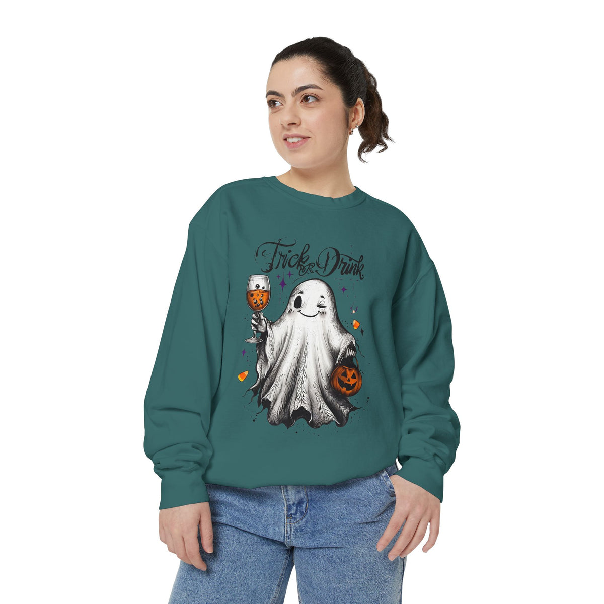 Spooky Ghost Sweatshirt | Trick or Treat Apparel, Halloween Gift, Cozy Unisex Top, Fall Fashion, Casual Wear