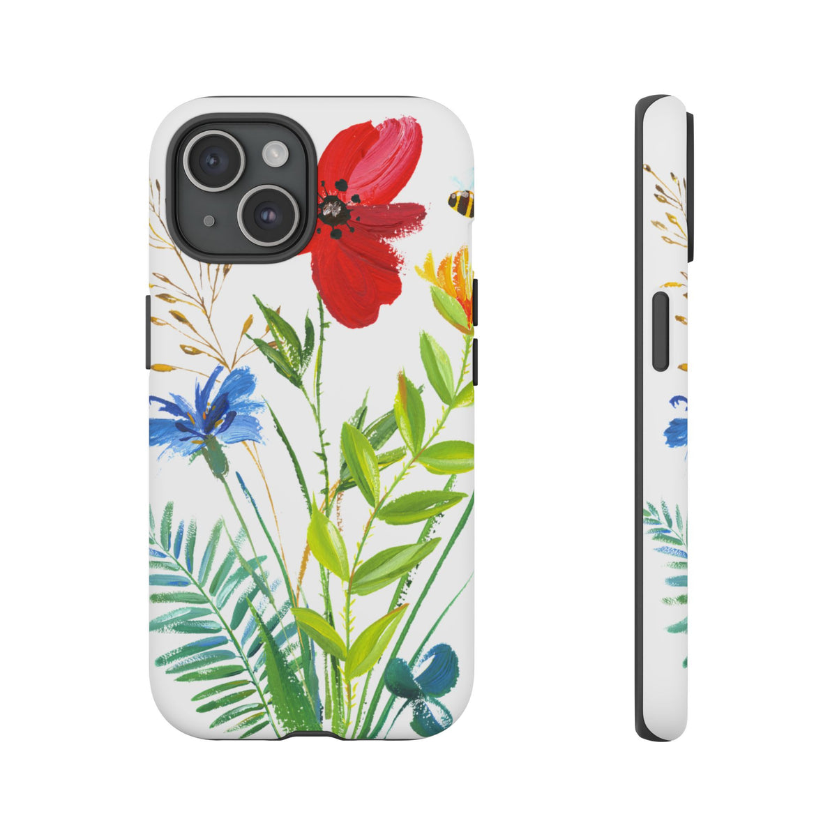 Floral Watercolor Tough Phone Case — Wildflower Bouquet Protective Cover