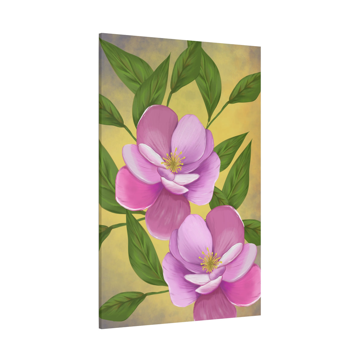 Matte Canvas, Stretched, 1.25" Tulips Pink and Purple Flowers