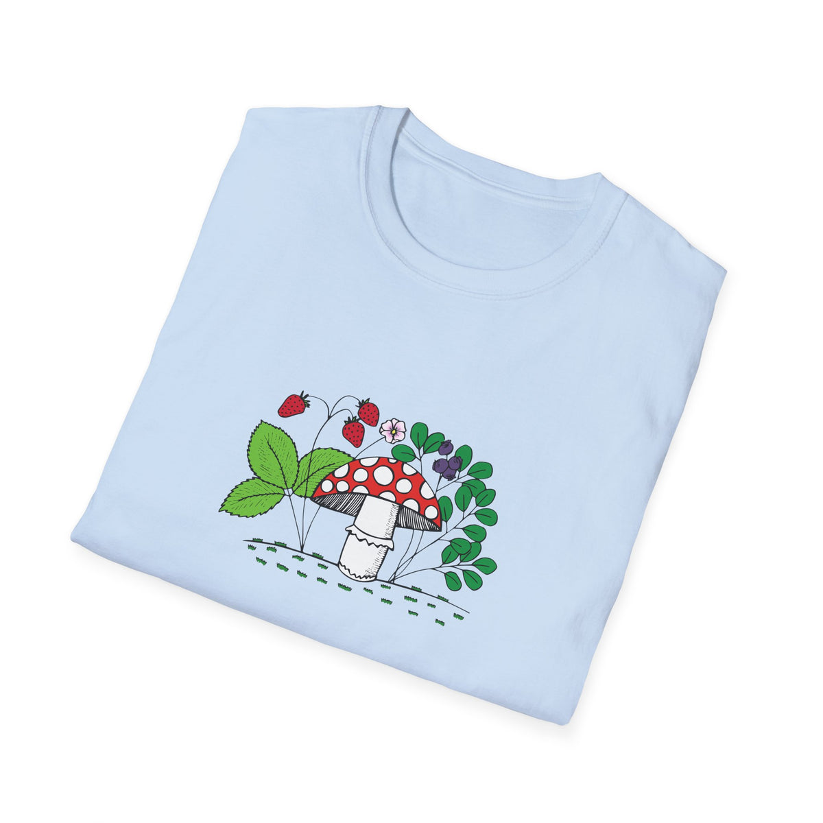 Whimsical Mushroom T-Shirt for Nature Lovers, Casual Tees, Gift for Gardeners, Unisex Softstyle Shirt, Eco-Friendly Apparel