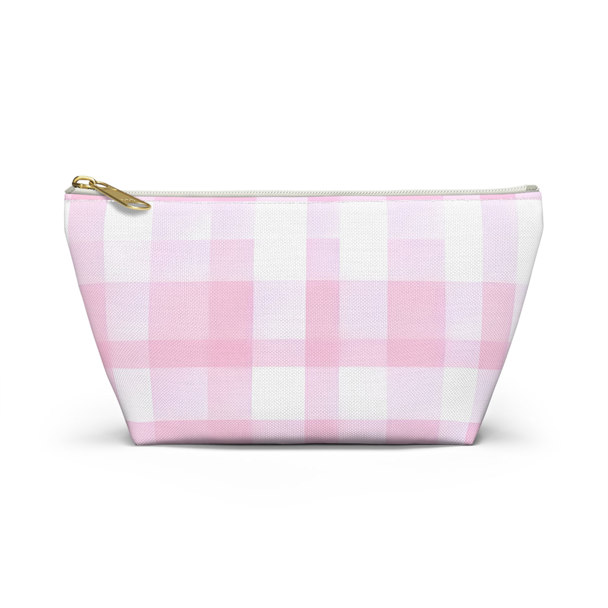 Pink Gingham Accessory Pouch — T‑Bottom Makeup & Toiletry Bag