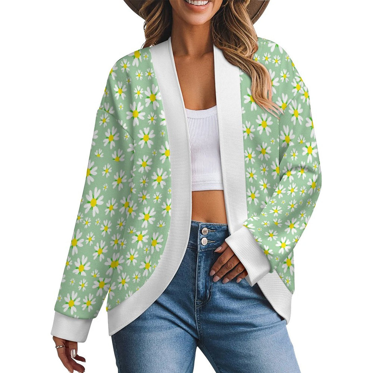 Women's Drop Shoulder Cardigan Daisy