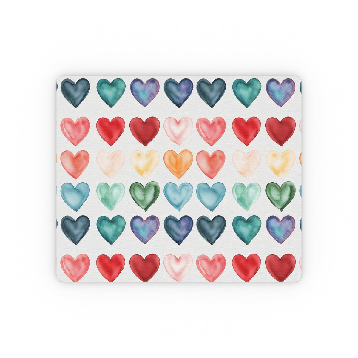 Colorful Watercolor Hearts Rectangular Mouse Pad — Vibrant Desk Mousepad for Home & Office
