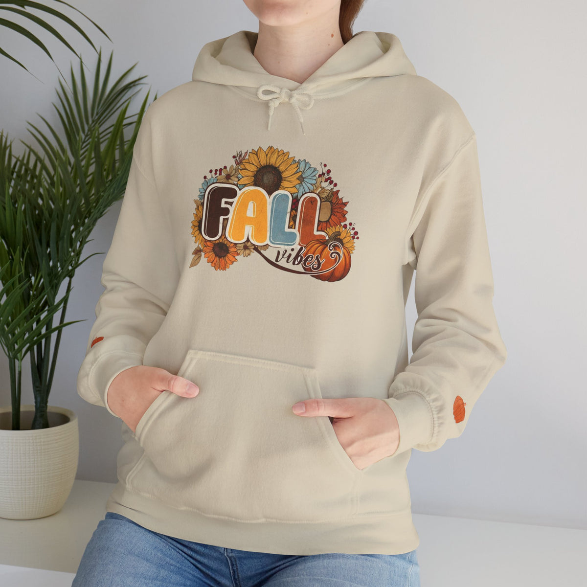 Cozy Fall Vibes Hoodie, Unisex Sweatshirt for Autumn, Pumpkin Design, Perfect for Thanksgiving, Gift for Friends, Seasonal Wear