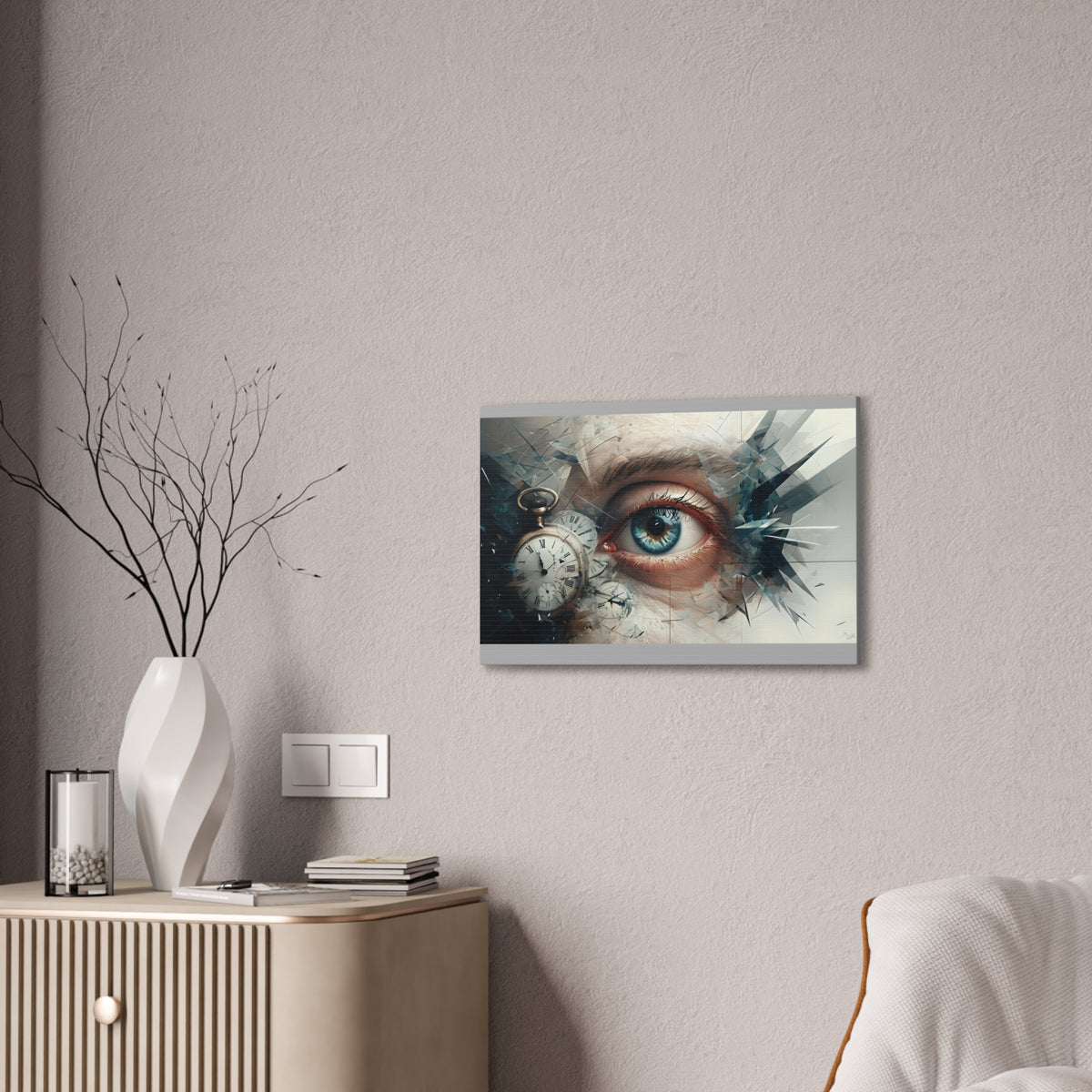 Surreal Canvas Wall Art, Eye with Vintage Clock