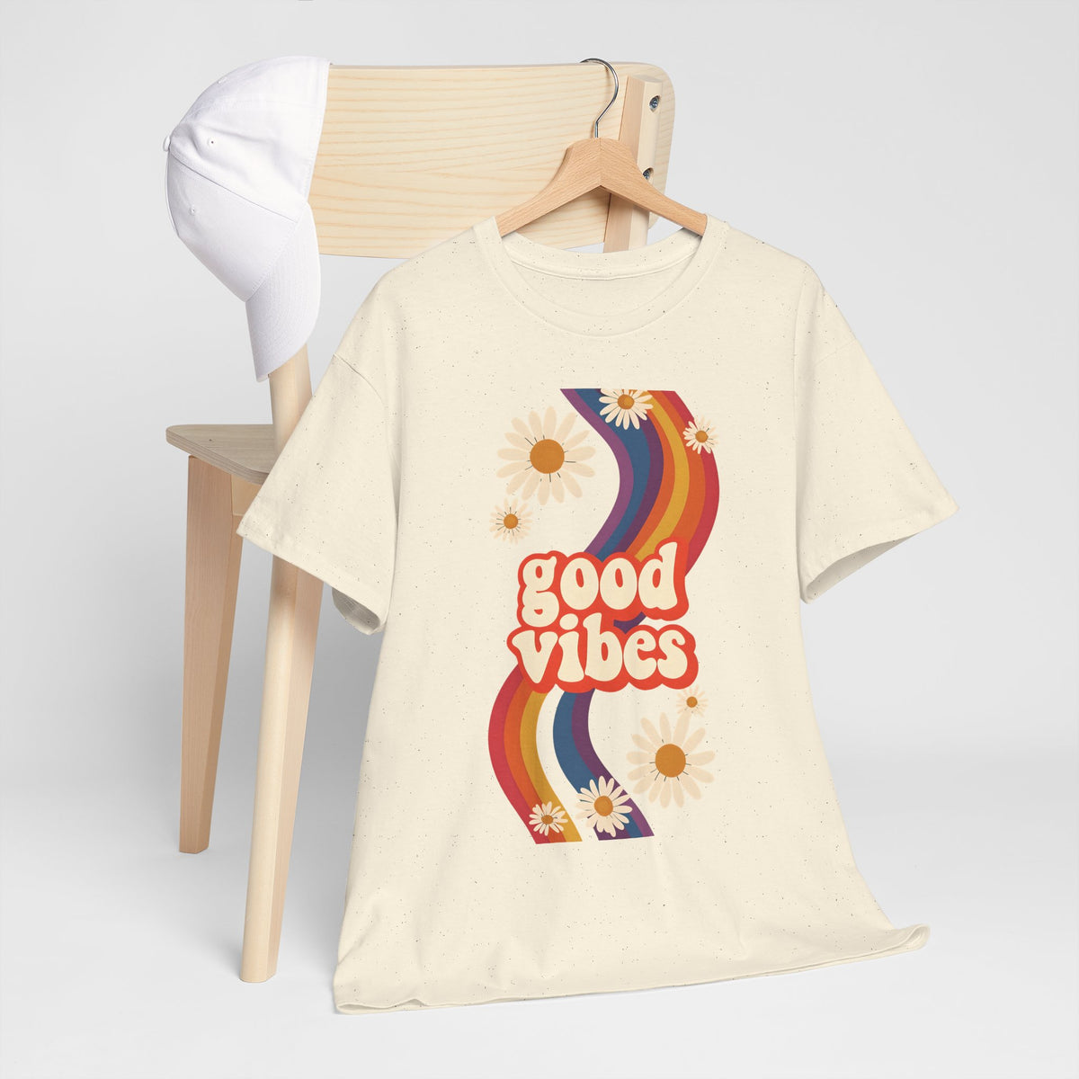 Good Vibes Unisex Heavy Cotton Tee, Retro Graphic T-Shirt, Feel Good Apparel, Summer Outfit, Casual Gift for Friends