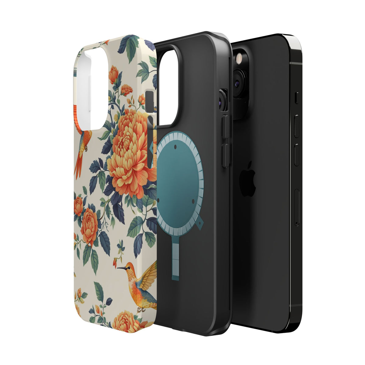 Floral Hummingbird Magnetic Phone Case — Impact-Resistant Protective Cover