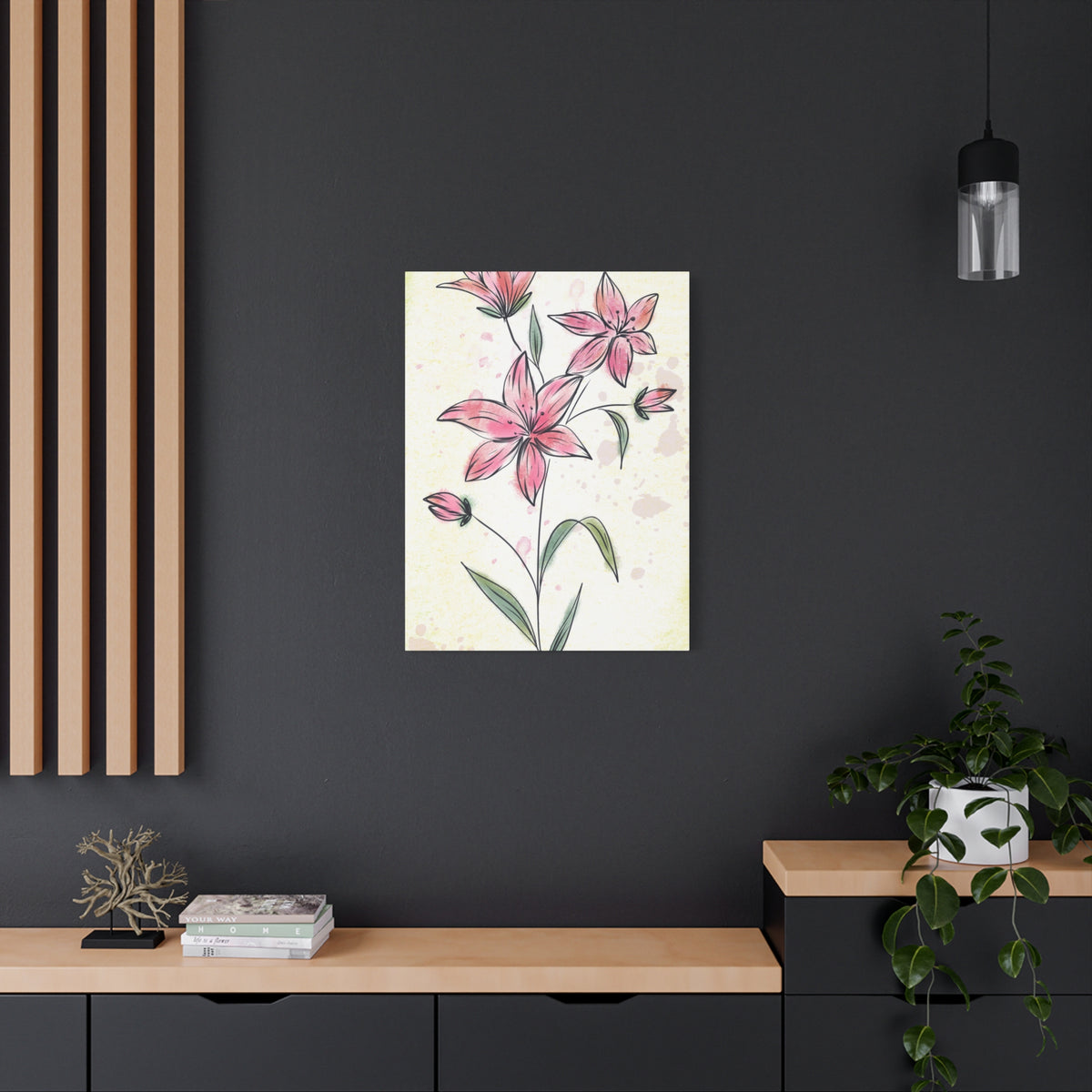 Matte Canvas, Stretched, 1.25" Tulips Pink Flowers