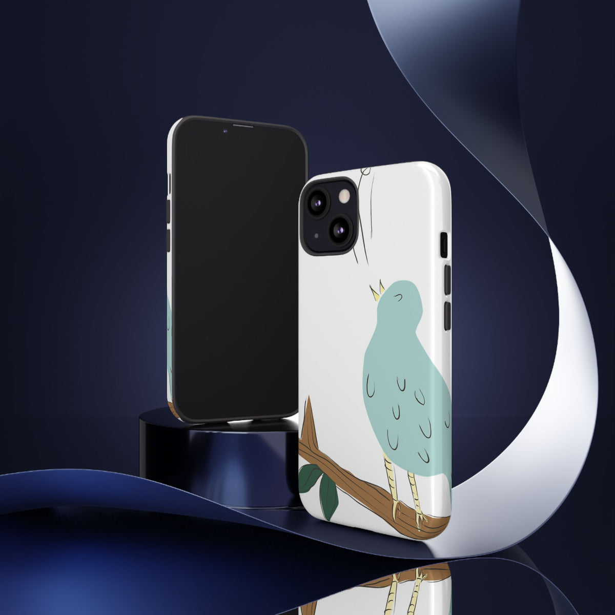Birdsong Phone Case — Cute Blue Bird on Branch Protective Case