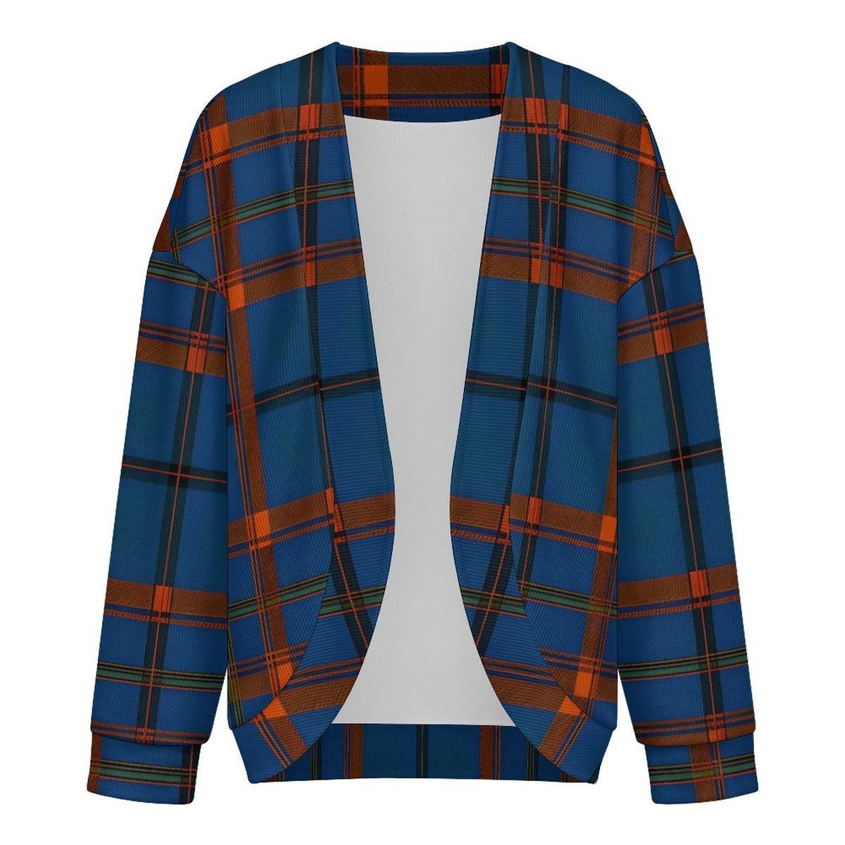Women's Drop Shoulder Cardigan Plaid
