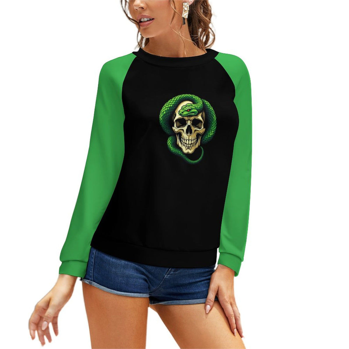 Skull and Snake Sweatshirt Designs Raglan Style