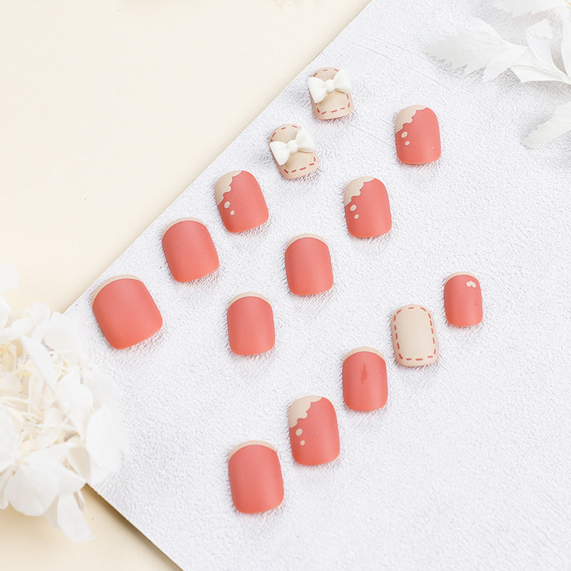 Press on nails Art Cream Orange Whitening nails Art Bow nails Press on nails Art Wholesale 365nails – Image 3