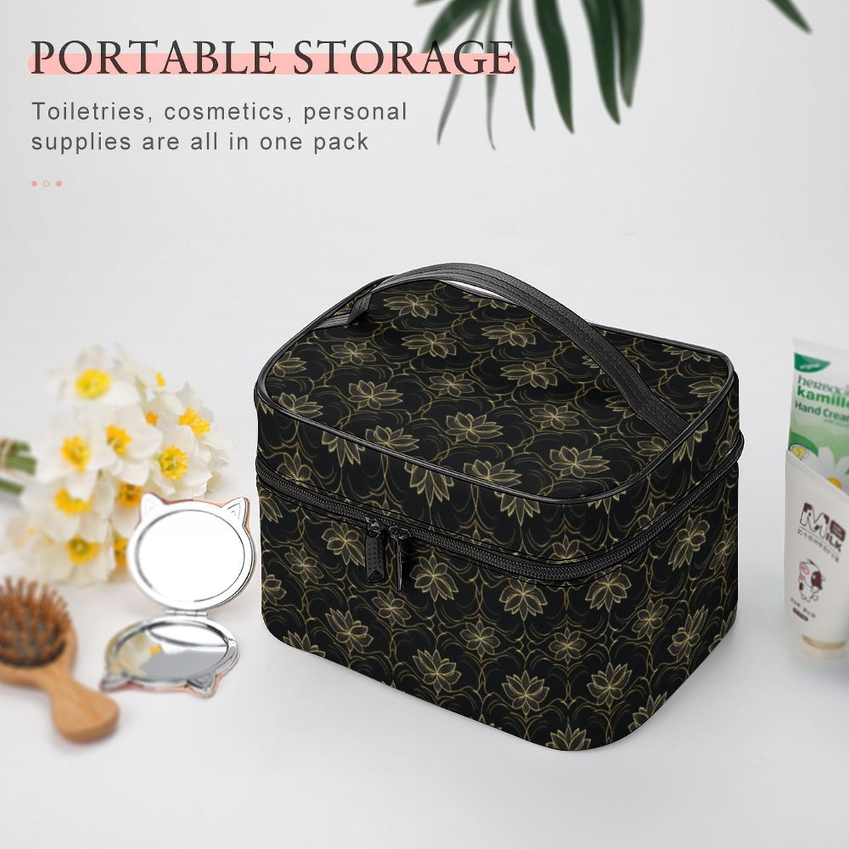 Make-up bag with Lychee pattern PU material