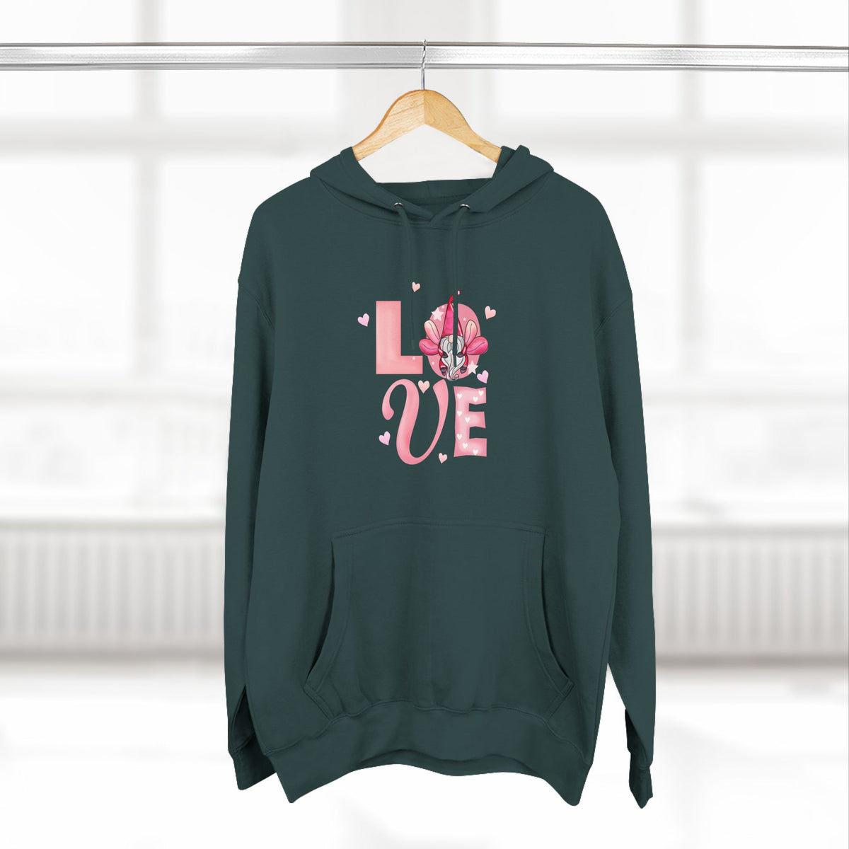 Love Blossom Hoodie — Pink Floral "LOVE" Graphic Fleece Hoodie