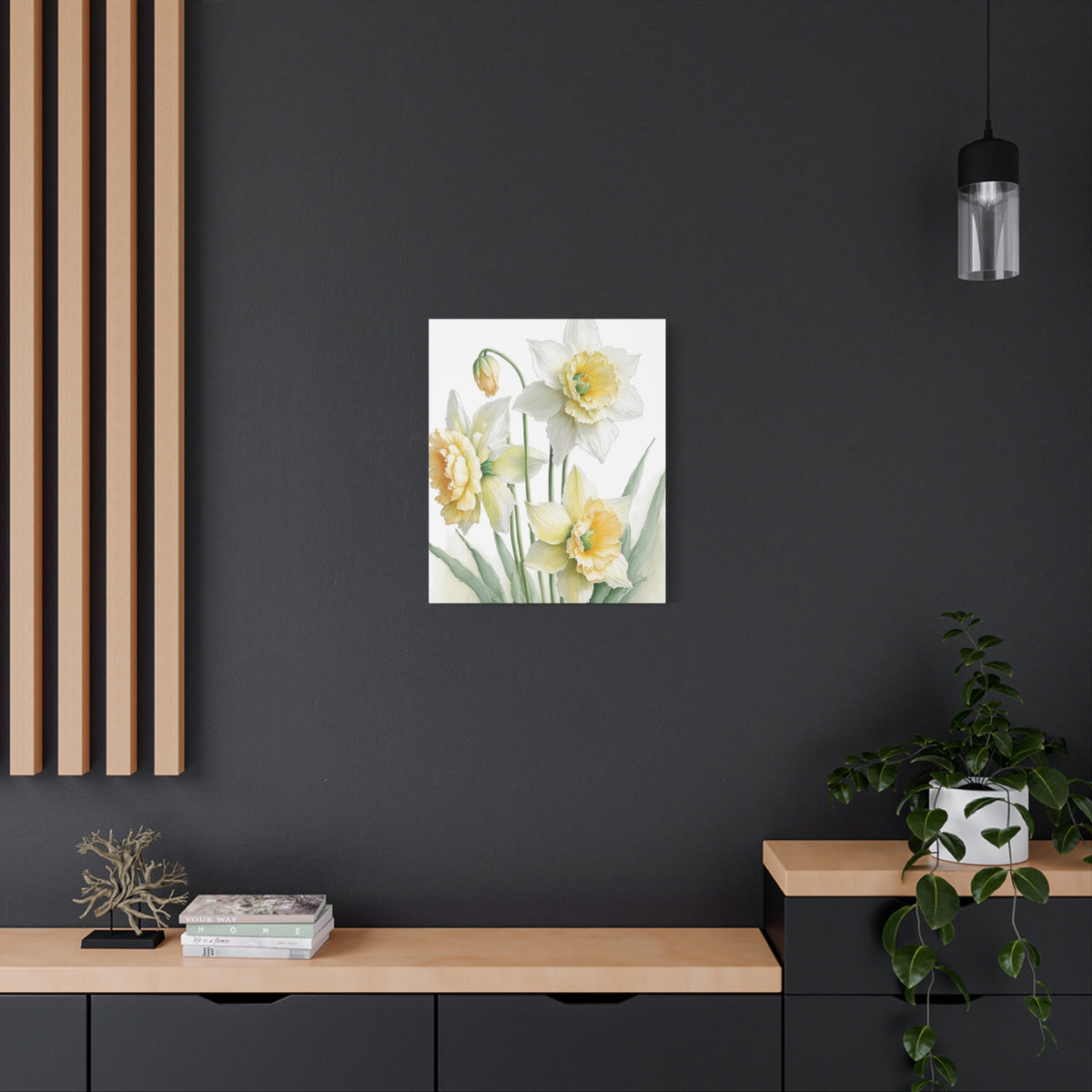 Matte Canvas, Stretched, 1.25" beautiful flowers white and yellow.