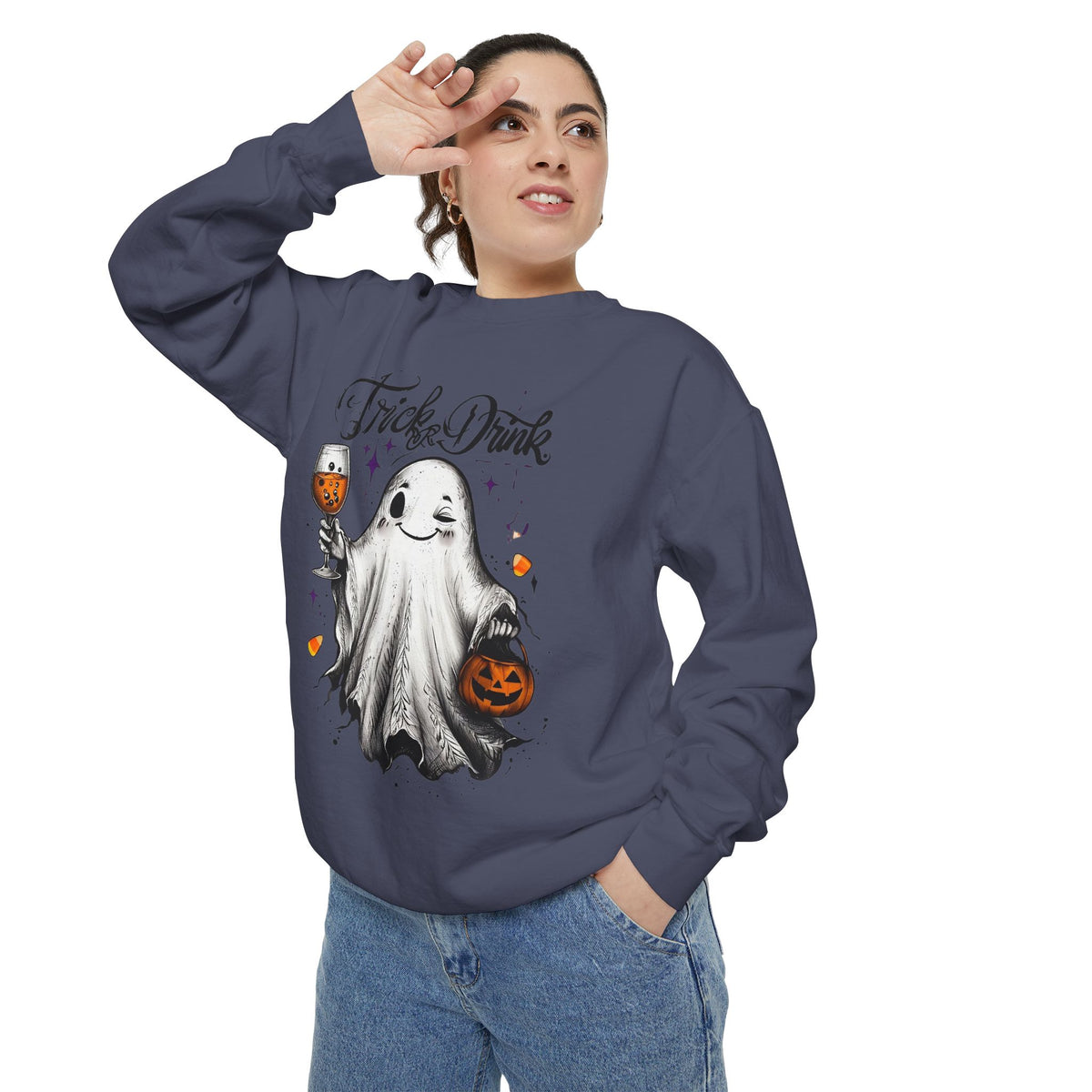 Spooky Ghost Sweatshirt | Trick or Treat Apparel, Halloween Gift, Cozy Unisex Top, Fall Fashion, Casual Wear