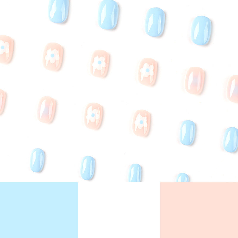 "Baby Blue Blush & Blossom" - Precision Crafted Press-On Nails – Image 4