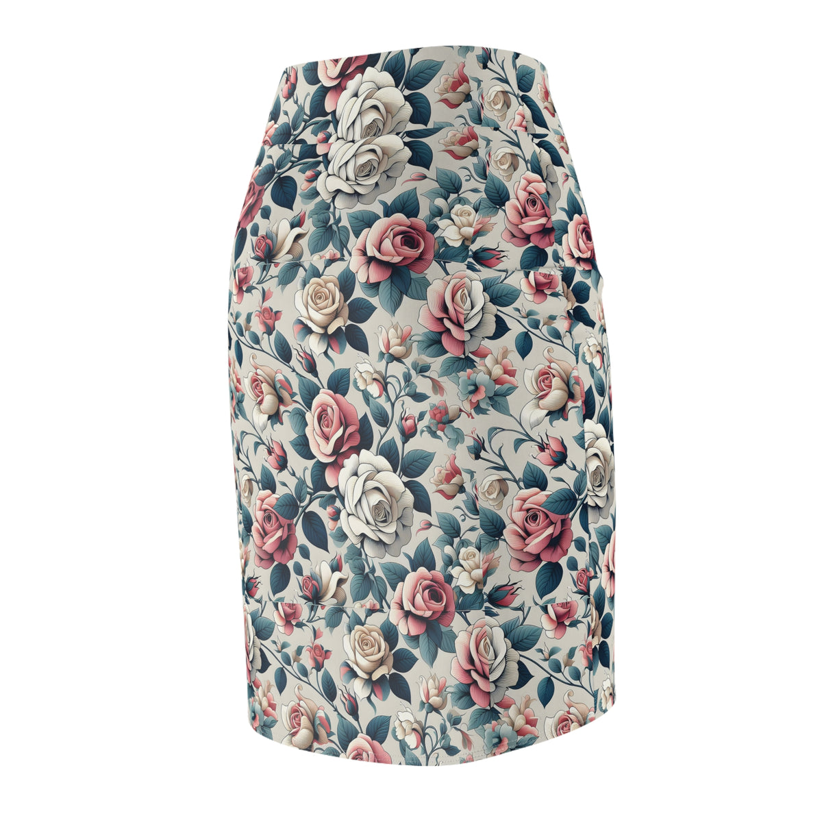 Floral Vintage Rose Pencil Skirt — Pastel
