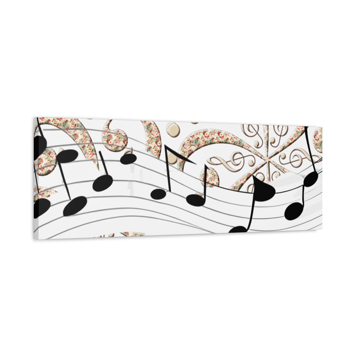 Musical Note Canvas Art, Floral Decor for Home, Music Lover Gift, Wall Art for Musicians, Unique Gift Idea