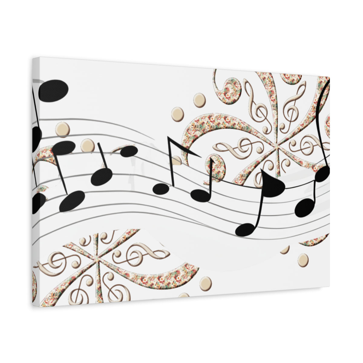Musical Note Canvas Art, Floral Decor for Home, Music Lover Gift, Wall Art for Musicians, Unique Gift Idea