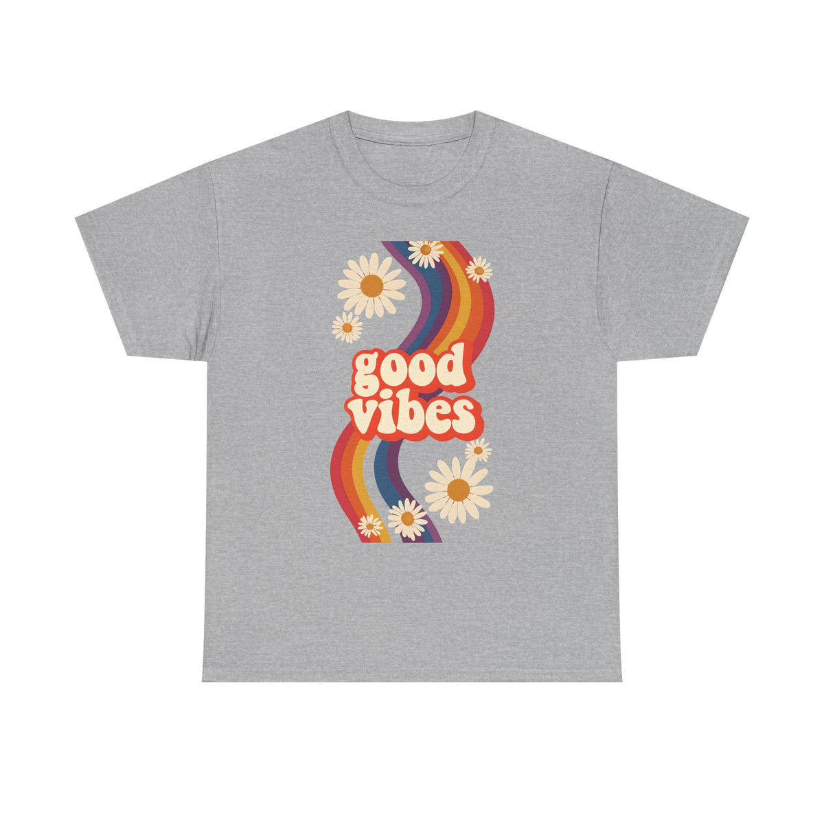 Good Vibes Unisex Heavy Cotton Tee, Retro Graphic T-Shirt, Feel Good Apparel, Summer Outfit, Casual Gift for Friends