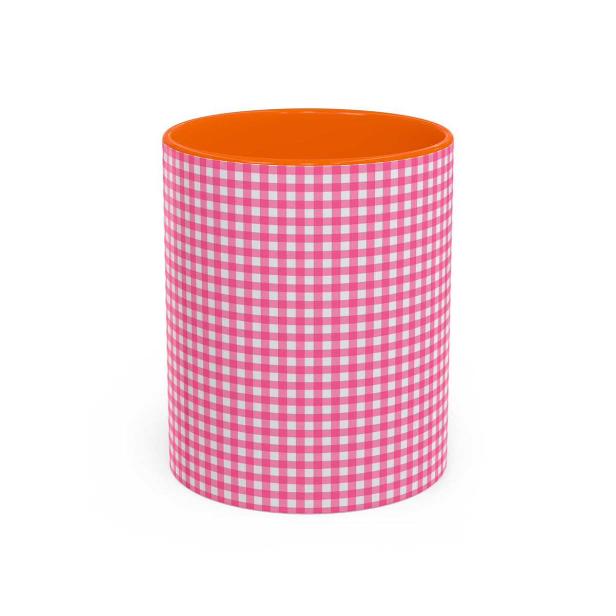 Pink Gingham Accent Coffee Mug, Cute Kitchen Decor, Gift for Coffee Lovers, Home Office Mug, Spring and Summer Vibes