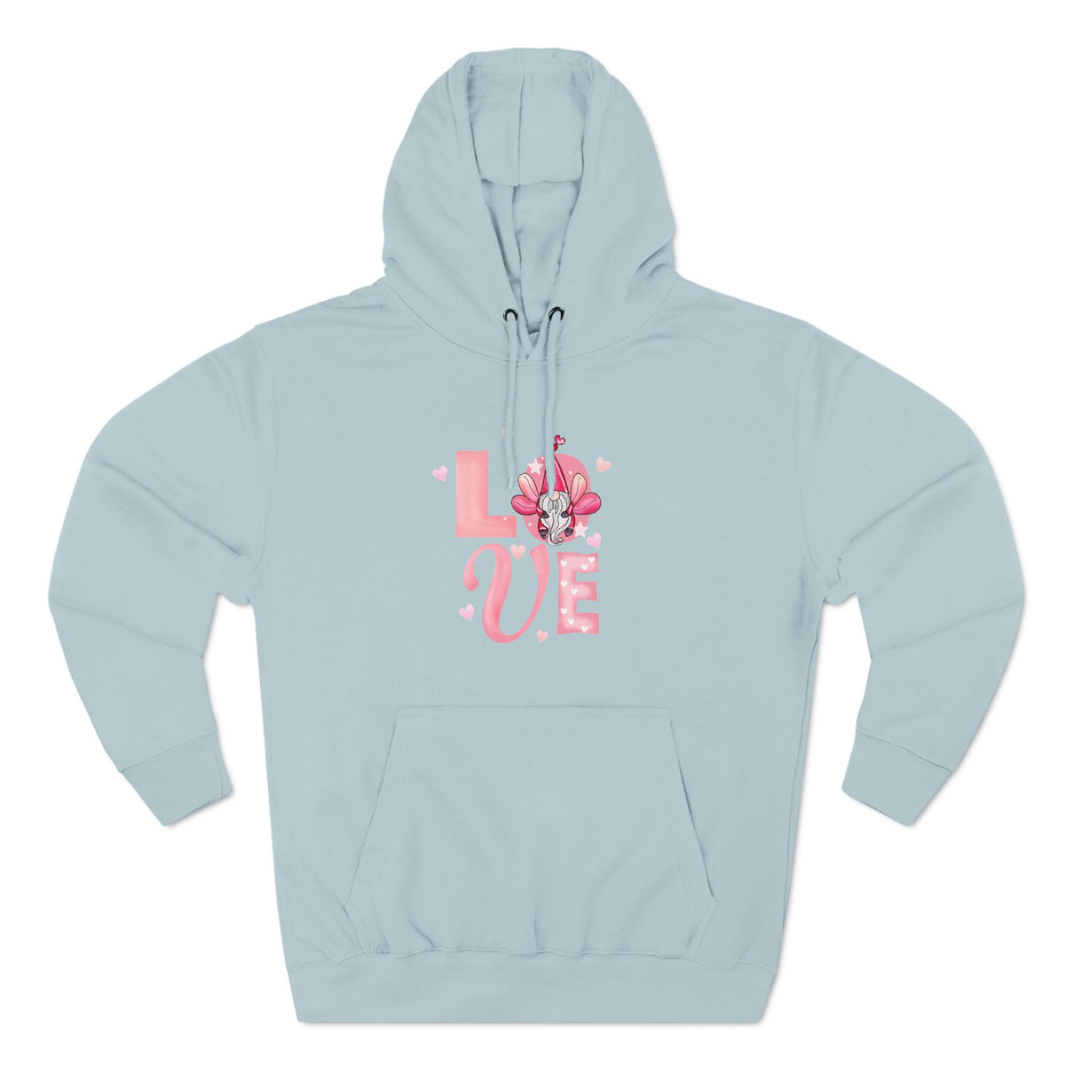 Love Blossom Hoodie — Pink Floral "LOVE" Graphic Fleece Hoodie